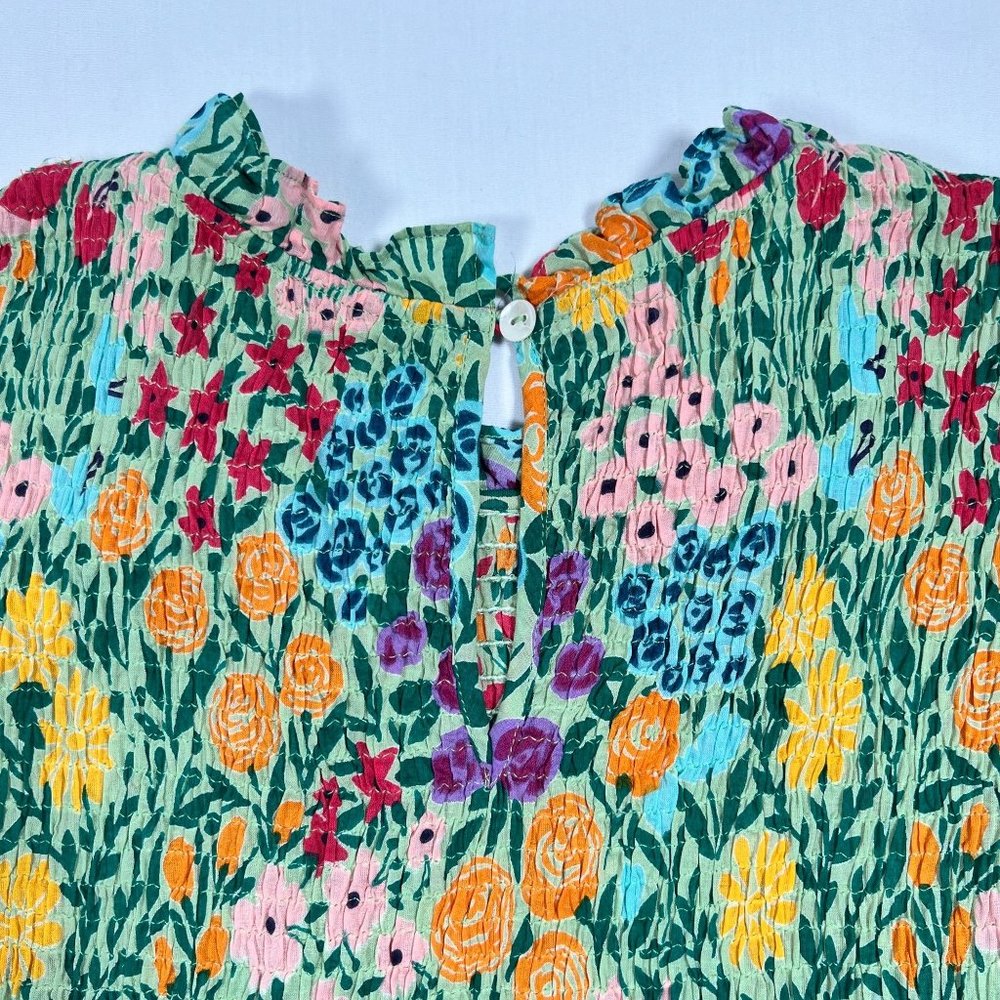 Olivia James the Label Lila Midi Dress Floral Print Meadow Mint Green Smocked L - Picture 13 of 16